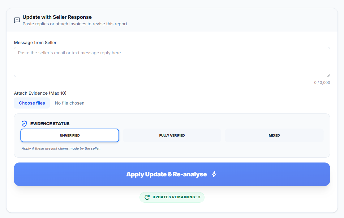Iterative Report Updates for Seller Responses